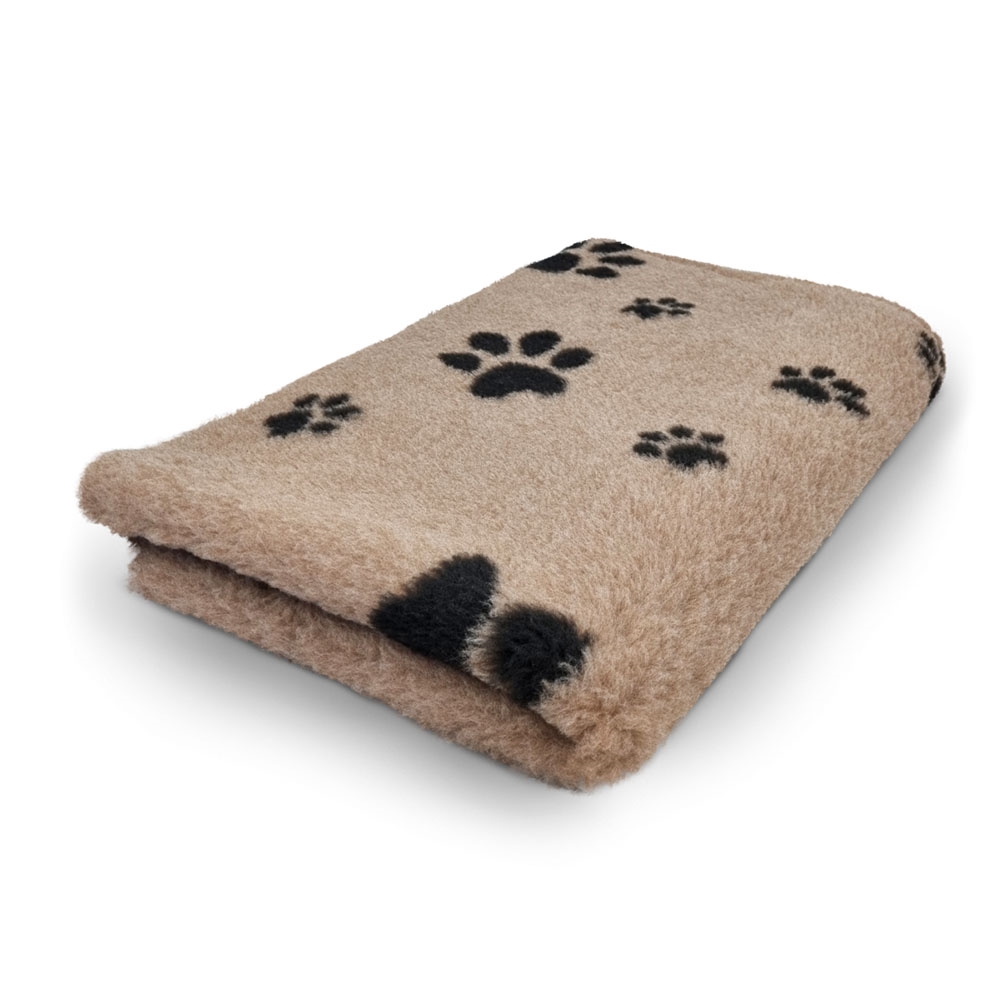 Vet Bed Extra Soft Design Lysebrun med Sorte Poter 100 x 150