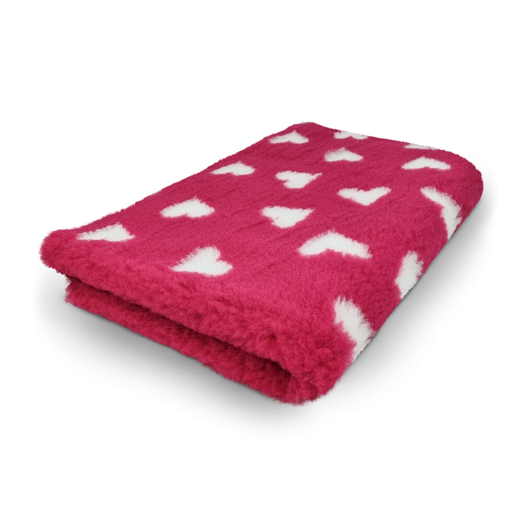 Vet Bed Extra Soft Design Pink med Hvide Hjerter 100 x 150