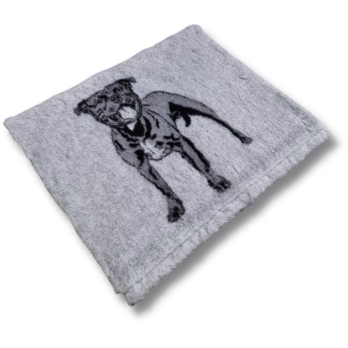 Vet Bed Extra Soft Gråt Med Staffordshire Bullterrier