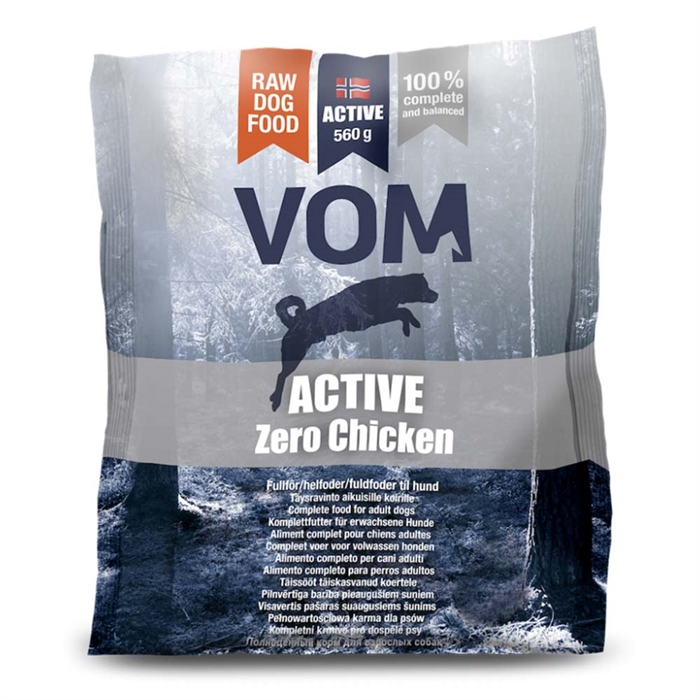 VOM Active Råfoder Løsfrosne Kødboller Zero Chicken 15 Poser á 560g