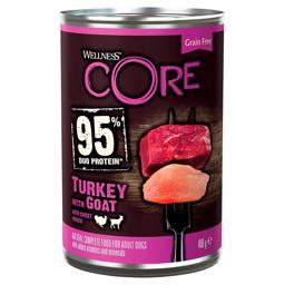 Wellness Core 95% Duoprotein Vådfoder Til Hunden Turkey & Goat 400g