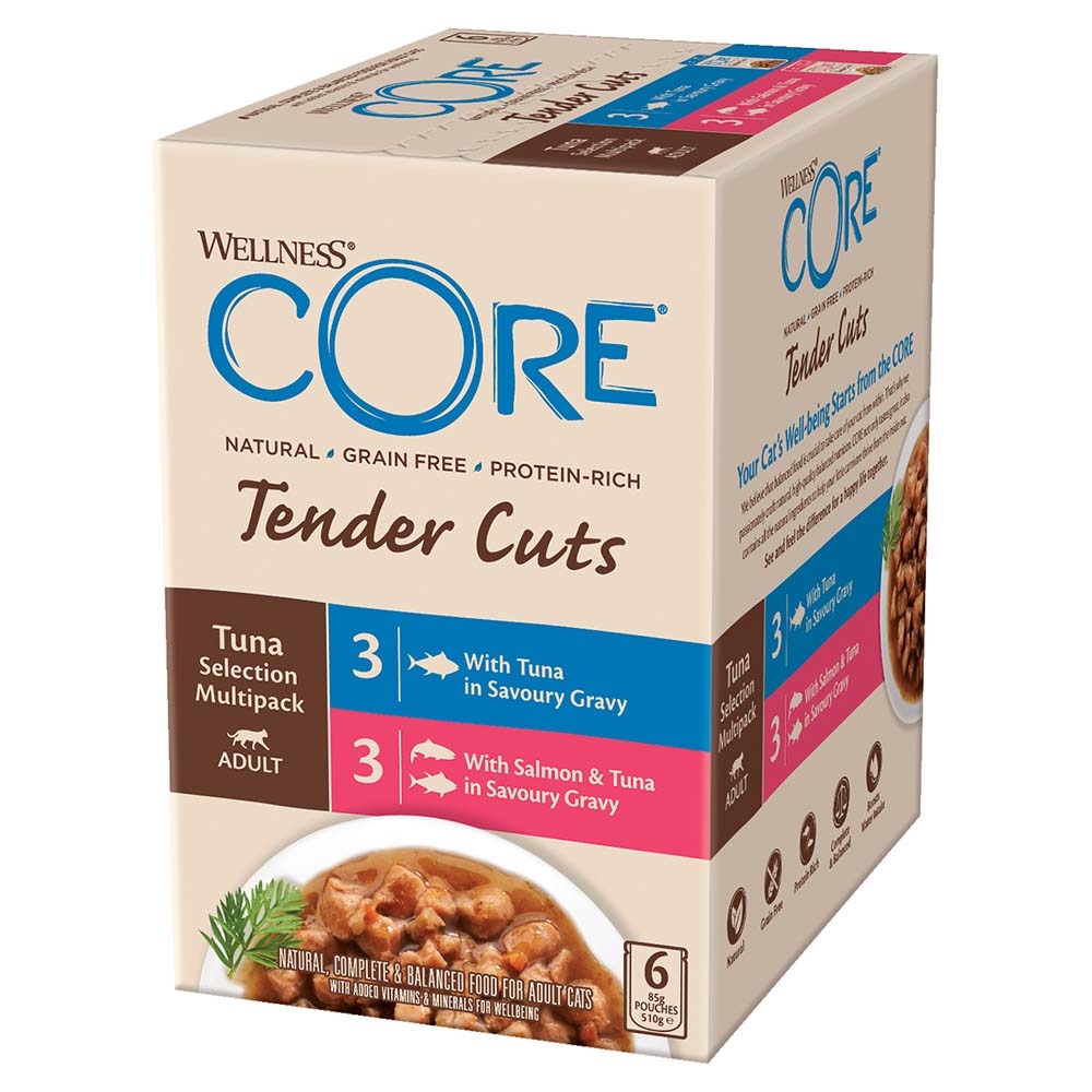 Wellness Core Tender Cuts Vådfoder Til Kat med Tun 6x85g