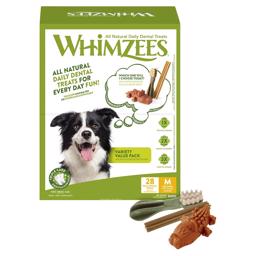 Whimzees Variety Snack Box 28 stk. Tandrensende Tyggesnacks MEDIUM