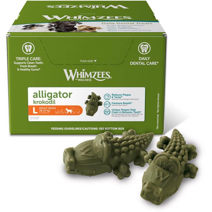 Whimzees Tyggeben Alligator LARGE Glutenfri Vegan 30stk GREEN