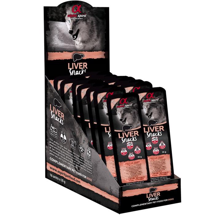 Alpha Spirit Kornfrie Semi Moist Godbidder Med LEVER Megapack 16 Pakker