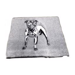 Vet Bed Extra Soft Gråt Med Staffordshire Bullterrier