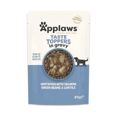 Applaws Taste Toppers Gravy Laks Hvid Fisk & Grønne Bønner 85g