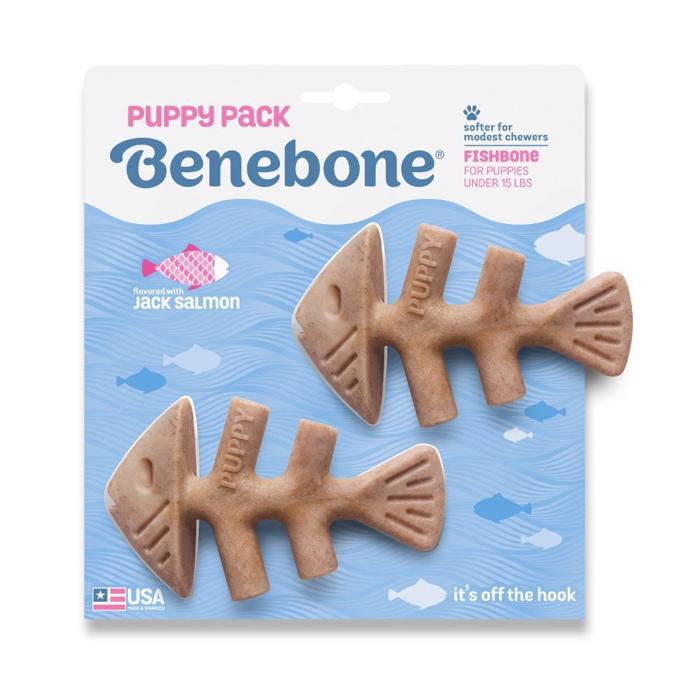 Benebone Fishbone Nylon Tyggeben PUPPY 2-Pack Jack Salmon