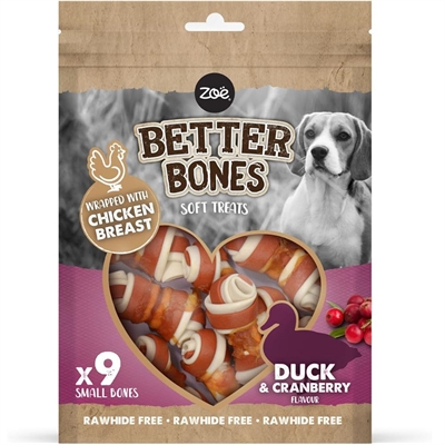 Zeus Better Bones Soft Treats Rawhide Free Knudeben And & Tranebær 9 stk