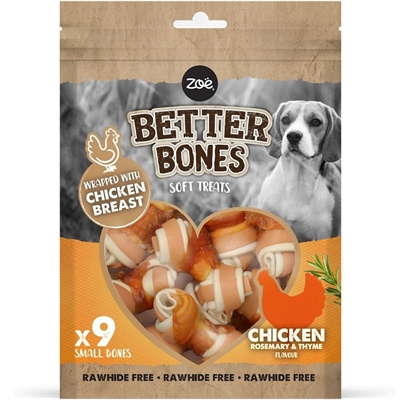 Zeus Better Bones Soft Treats Rawhide Free Knudeben Kylling & Urter 9 stk
