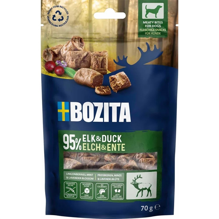 Bozita Meaty Bites Premium Kornfrie Hundegodbidder Elg & And
