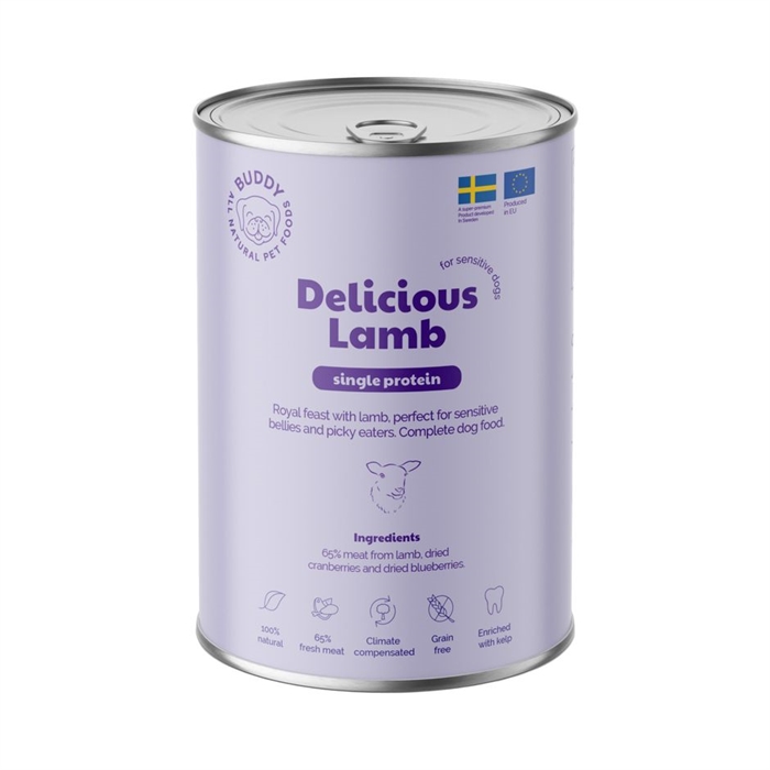 Buddy Vådfoder til Hund Delicious Lamb Single Protein 65% Lam 400g
