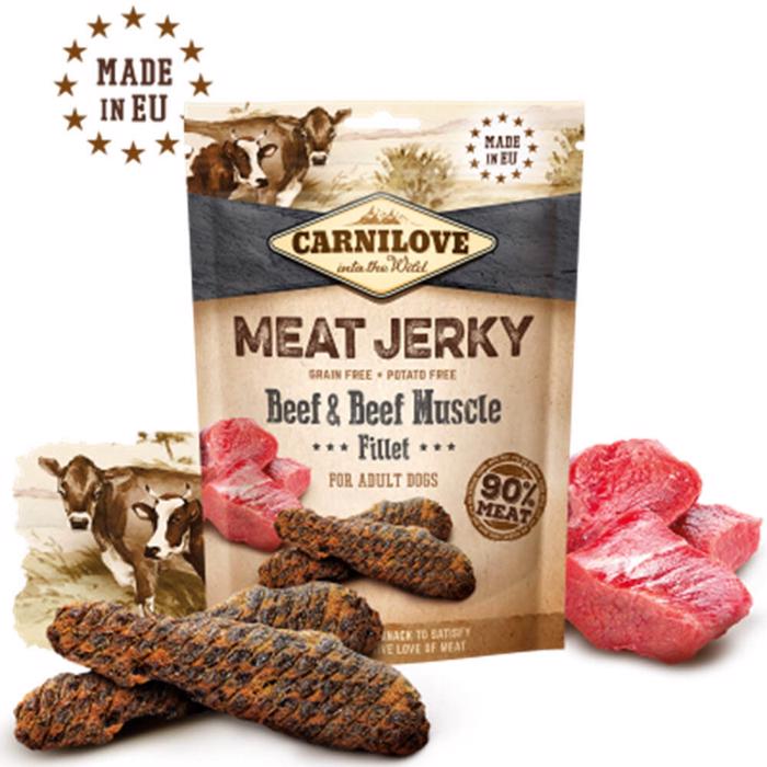 Carnilove Jerky Beef & Beef Muscle Fillet ProteinBar Med Oksebøf