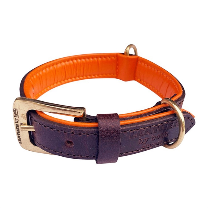 Leather by Beth Citywalk Læder Halsbånd Cognac & Orange