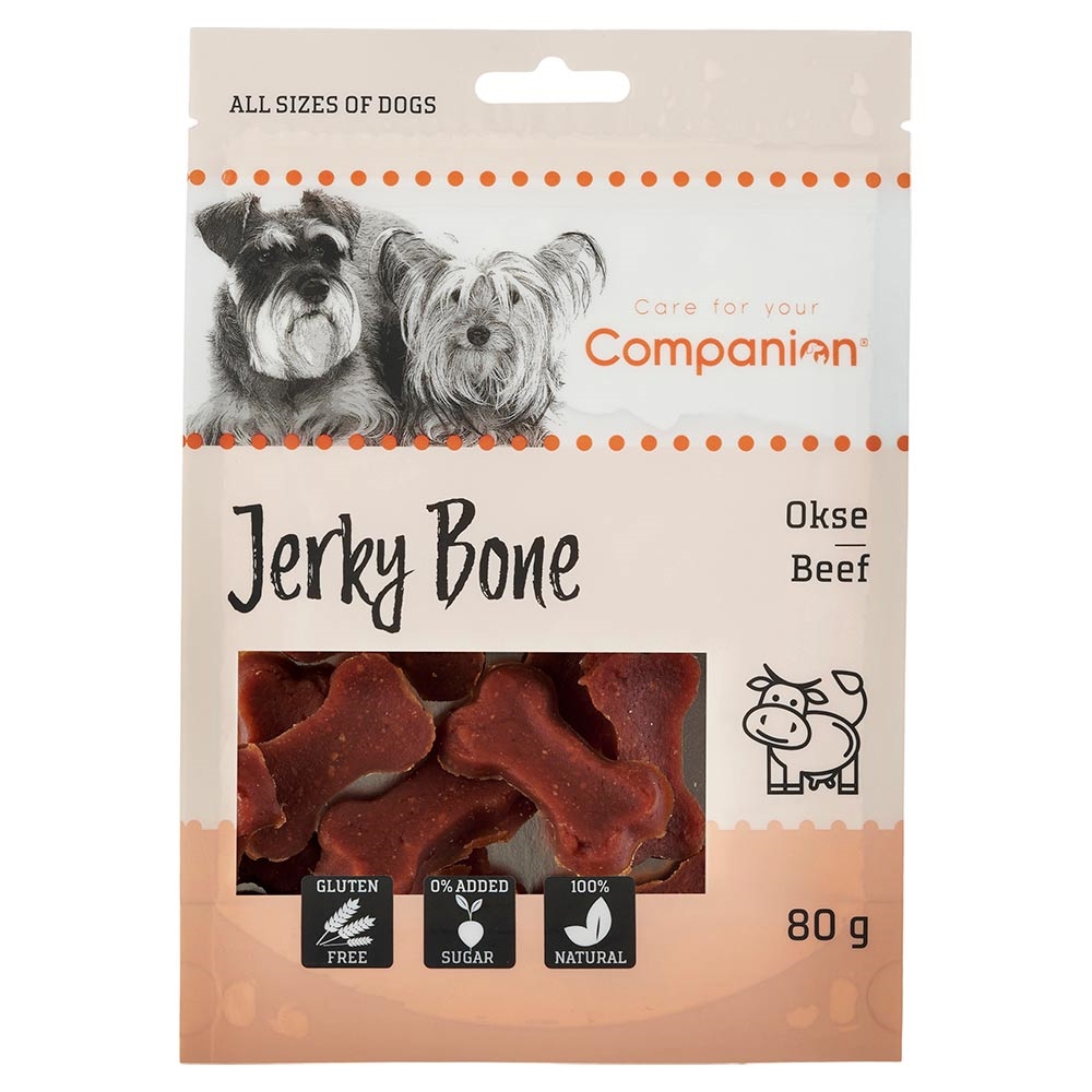 Companion Beef Jerky Bone Lækre stykker med 80g
