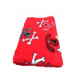 Vet Bed Extra Soft Design Crossbones Rødt med Hundehoveder