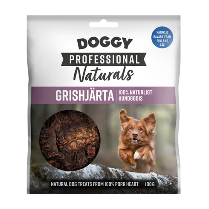 Doggy Professional Naturals 100% Nordisk Grisehjerte 100g