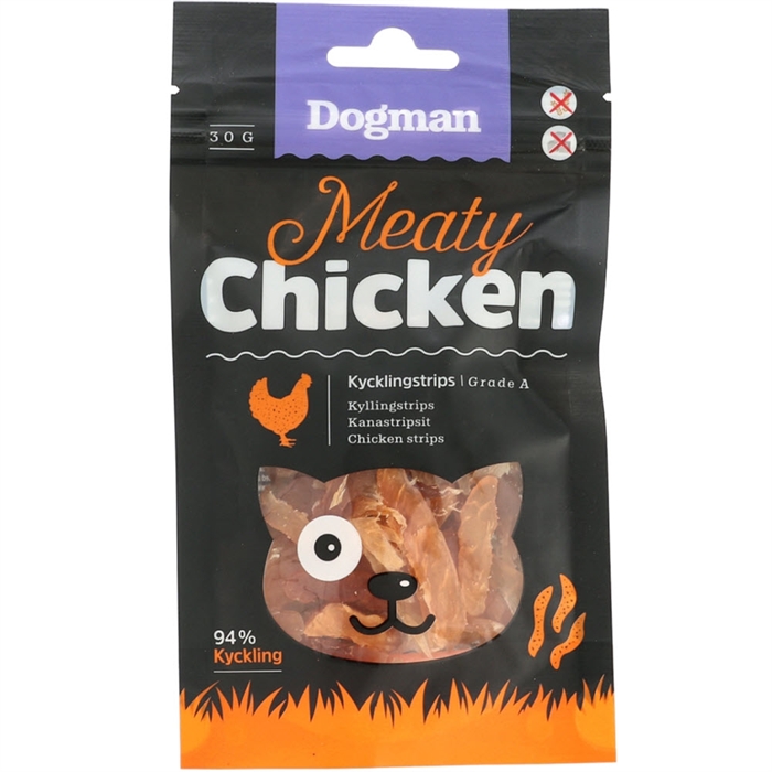 Dogman Meaty Strips 94% Kød Katte Godbidder 30g
