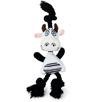 Dogman Hundelegetøj CoweRep Ko Bamse Med Reb og Piv