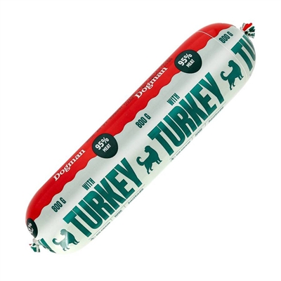 Dogman Dog Sausage Fuldfoder & Topping Vådfoder Turkey 800g