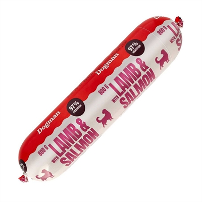 Dogman Dog Sausage Fuldfoder & Topping Vådfoder Lamb & Salmon 800g