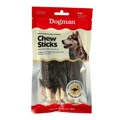 Dogman TUGG Tyggepinde Med Struds Svøbt Omkring 5 stk SMALL