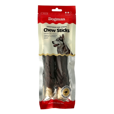 Dogman TUGG Chew Sticks Tyggepinde Med Struds Svøbt Omkring 2 stk MEDIUM