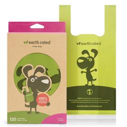 Earth Rated Eco Friendly Hundeposer Med Håndtag Lavendel Duft 120stk