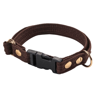 Fenriz Webbing Click Halsbånd i Brun & Messing