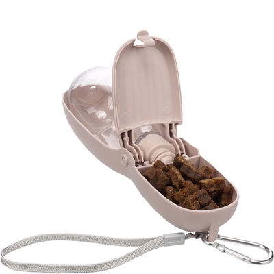 Flamingo Transportabel Foder & Vandskål Taupe 460ml + 100ml