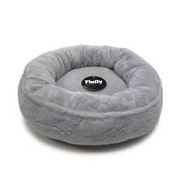 Fluffy Cozy Korthåret Donut Hundeseng Til Hunden i Grå
