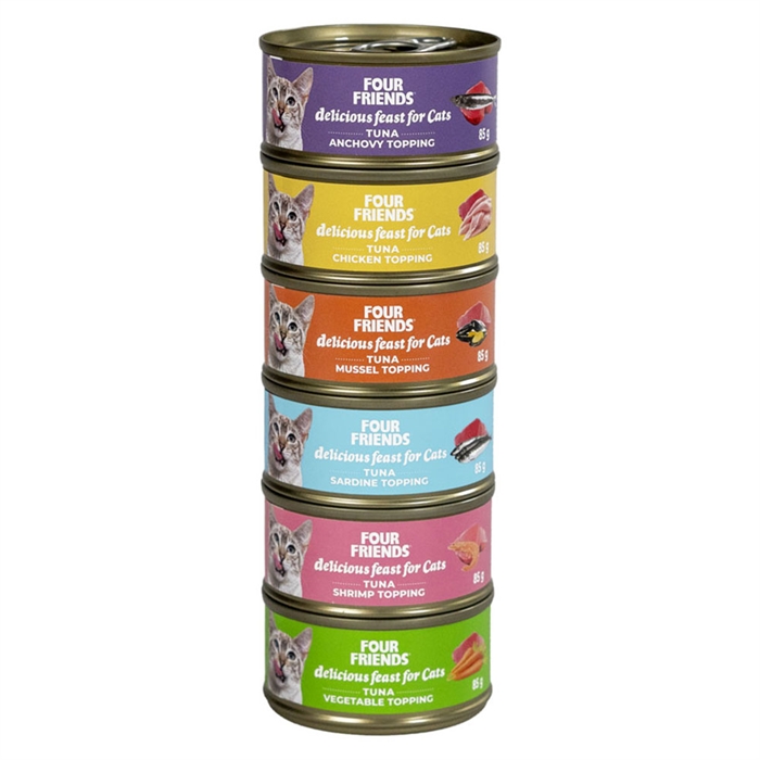 Four Friends Delicious Feast For Cats Toppings Til Katten 6-Pack 6x85g