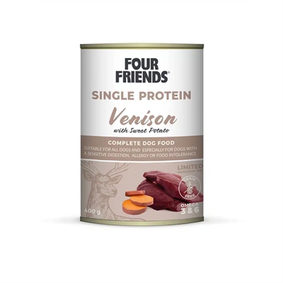 Four Friends Single Protein Vådfoder Til Hunden Med Vildt & Sød Kartoffel 400g