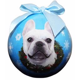 Christmas Ornament Julekugle Med Fransk Bulldog på Blå Kugle