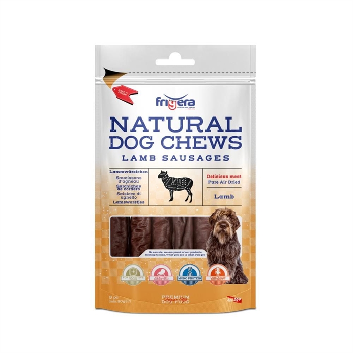 Frigera Natural Dog Chews Snack Pølser 12cm 5 stk LAM