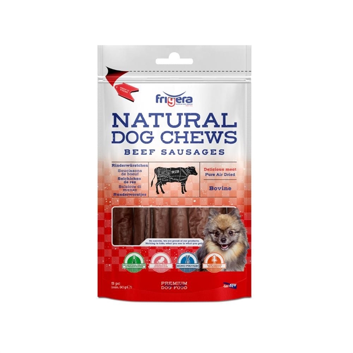 Frigera Natural Dog Chews Snack Pølser 12cm 5stk OKSE