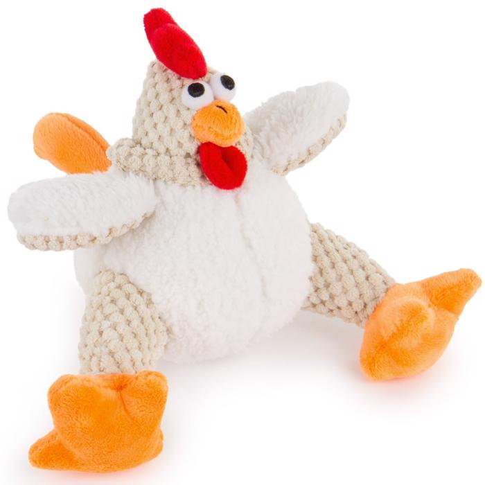 GoDog Checkers White Sitting Rooster Chew Guard SMALL