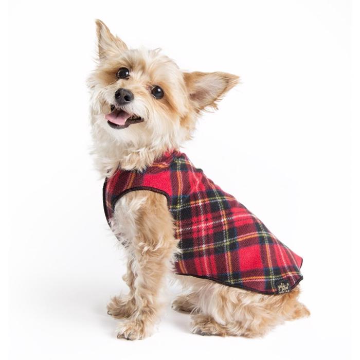 GoldPaw Hunde Fleece Stretch Pullover Red Tartan