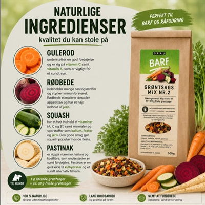 Grau Grønsagsmix Nr. 2 Til Hundens Kost 1,2 Kg