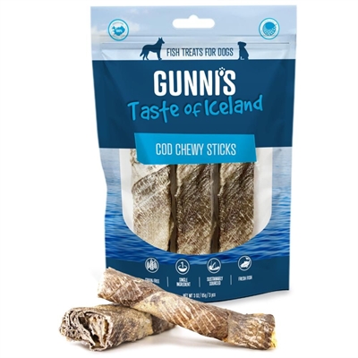 Gunni's Codfish Chewy Sticks Tyggestænger Af Torsk Fra Island 90g 3stk