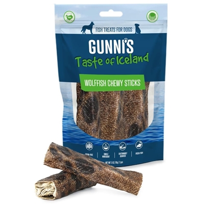 Gunni's Wolffish Chewy Sticks Tyggepinde Af Havkat 90g 3stk