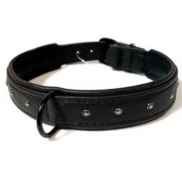 Læder Hundehalsbånd Håndsyet Design Black Stones