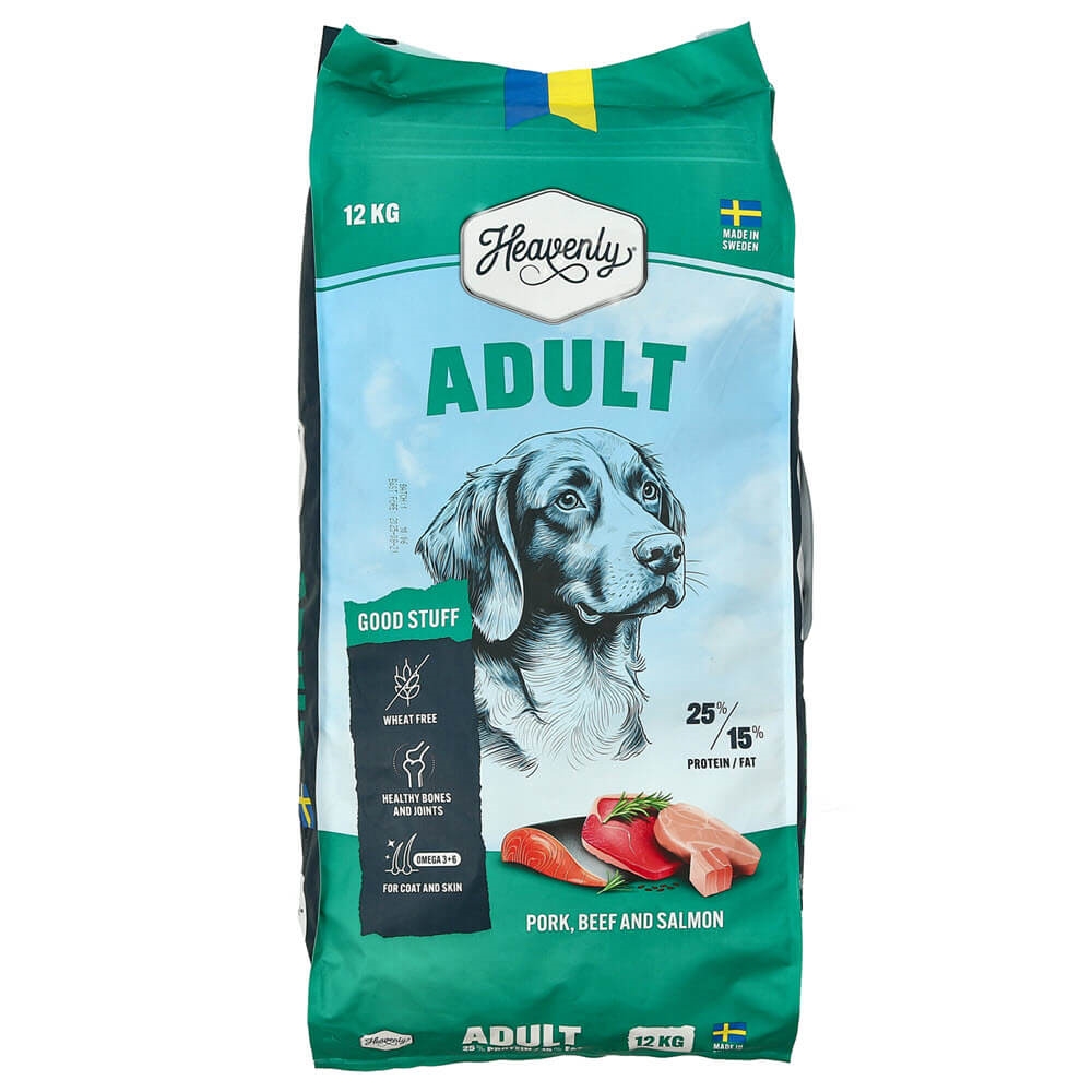 Heavenly Adult Kornfrit Hundefoder Pork, Beef & Salmon 12kg
