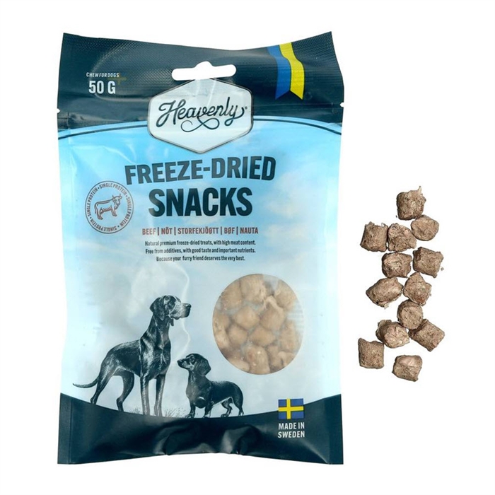 Heavenly Frysetørret Snack 100% Naturlig Hundegodbid Okse 50g