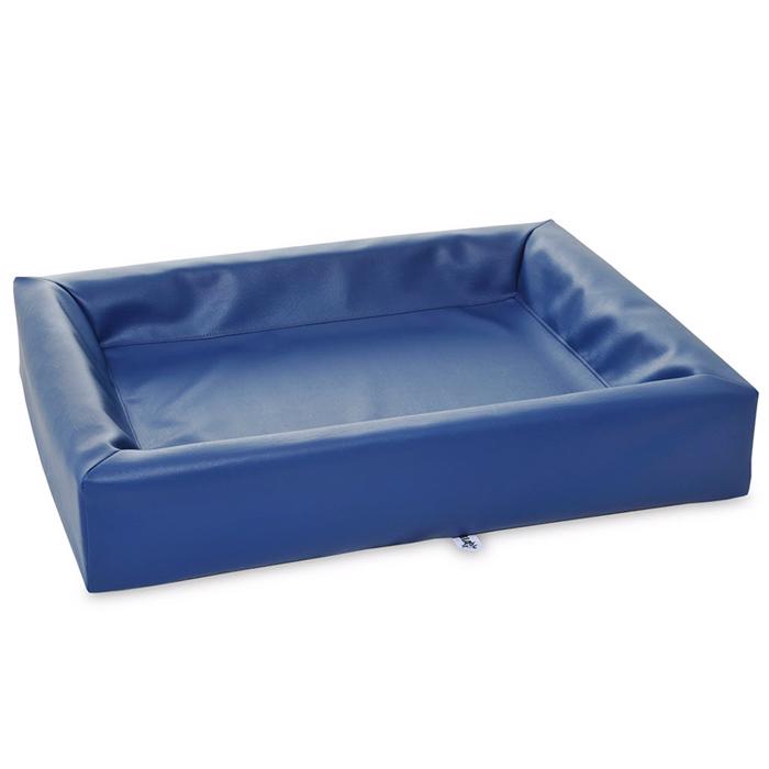 BIA BED Hundeseng PU Læder & Formfast Bund Blå