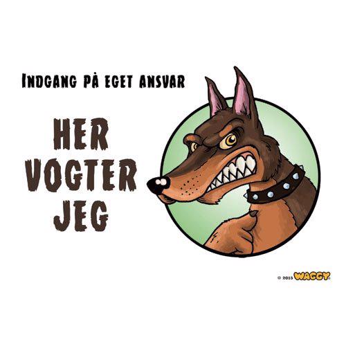 Her vogter jeg hunde skilte