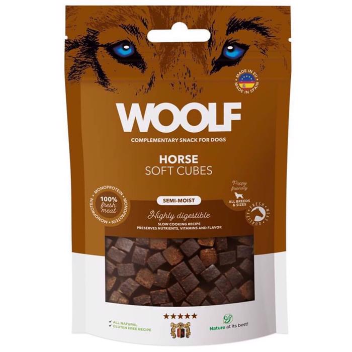 Woolf Soft Cubes with Horse Lækre Bløde Godbidder Til Hund 100g