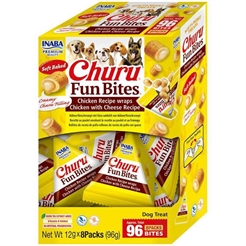 Inaba Churu Fun Bites Lækre Bløde Hundegodbidder Kylling & Ost 96g