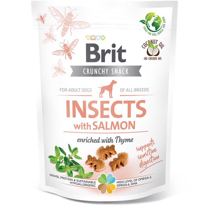 Brit Crunchy Snack Insects Salmon Beriget Med Timian 200 gram