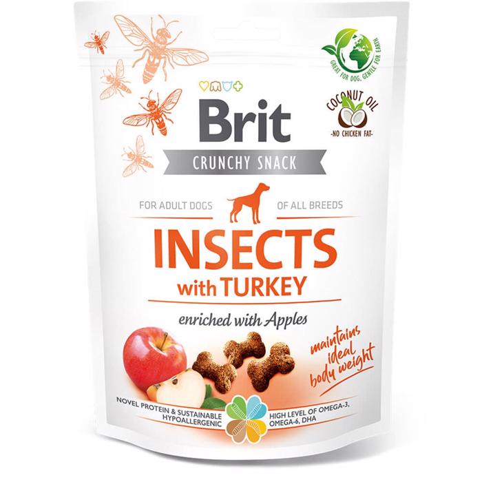 Brit Crunchy Snack Insects Turkey Beriget Med Æble 200 gram